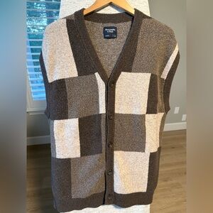Abercrombie & Fitch Oversized Sleeveless Cardigan Sweater vest Brown size L